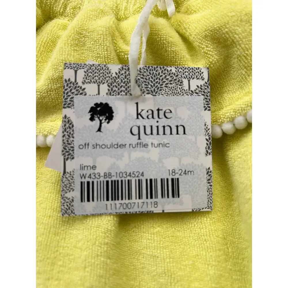 NWT Kate Quinn Organic Terry Off-Shoulder Ruffle Tunic, 18-24 Months
